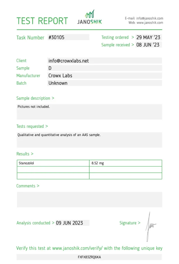 Lab test report